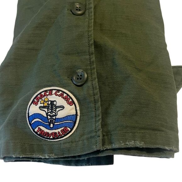 Topshop Olive Green Cotton Patches Button Front Military Jacket Size 4 - Picture 4 of 14